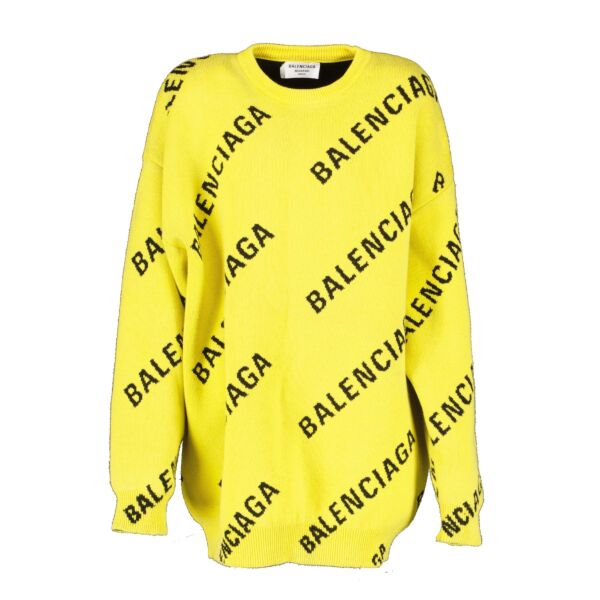 Balenciaga Yellow Allover Logo Sweater