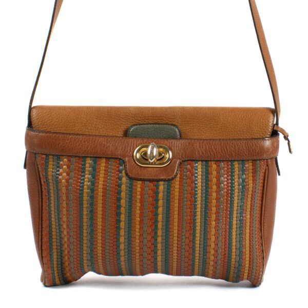 Delvaux Camel Toile de Cuir Merlot Bag