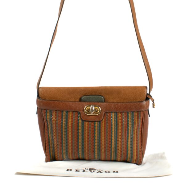 Delvaux Camel Toile de Cuir Merlot Bag