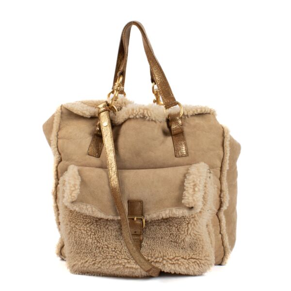Miu Miu Beige Shearling Bag