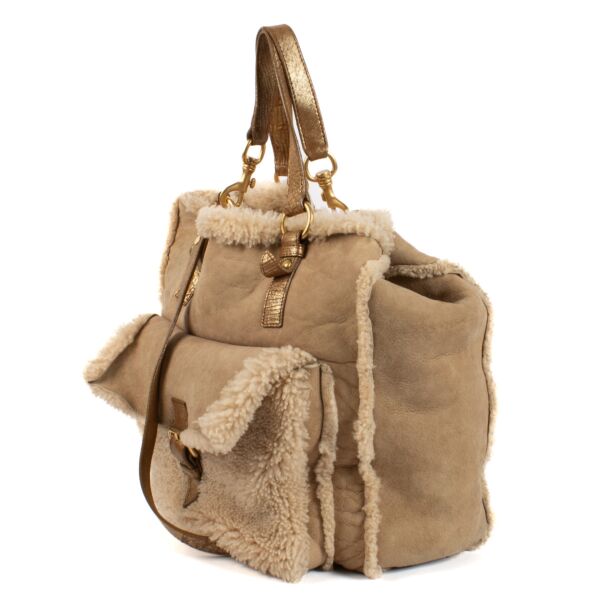 Miu Miu Beige Shearling Bag