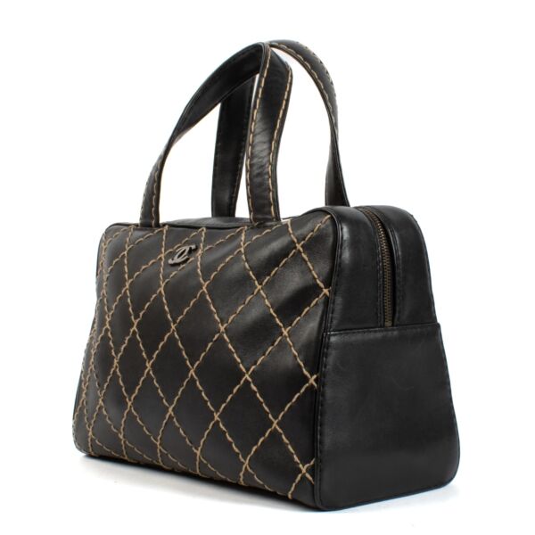 Chanel Black Leather Wild Stitch Tote Bag