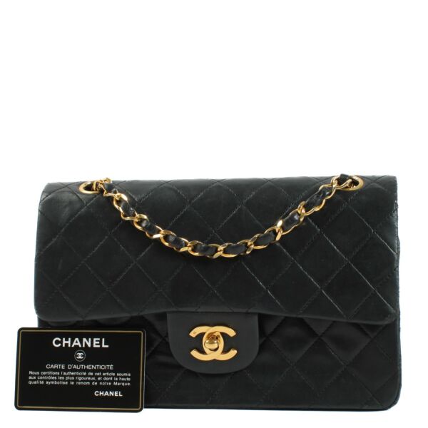 Chanel Vintage Black Lambskin Small Classic Handbag