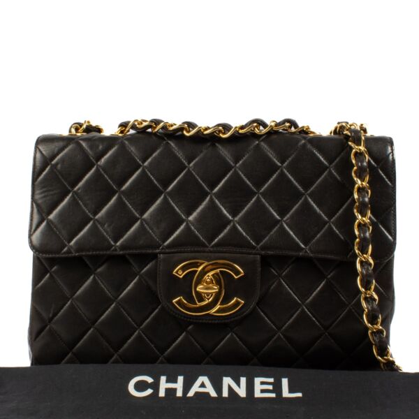 Chanel Black Lambskin Vintage Large XL Flap Bag