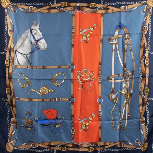Gucci Blue Vintage Silk Scarf