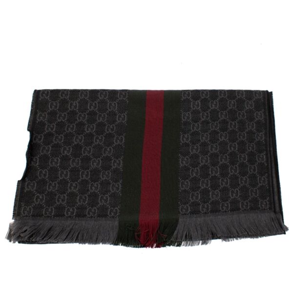 Gucci Gray GG Jacquard Wool/Silk Scarf