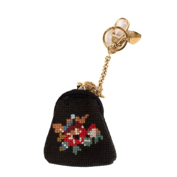 Dolce & Gabbana Black Needlepoint Keychain/Bag Charm
