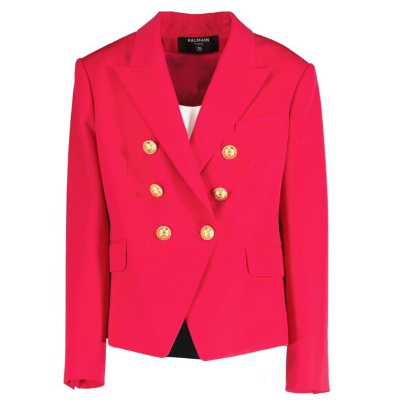 Balmain Pink Wool Double-breasted Jacket - Size FR44