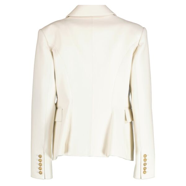 Balmain Cream Leather Classic 6 Button Jacket - Size FR44