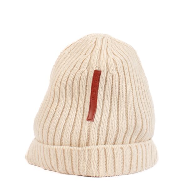 Prada White Scarf Beanie Set