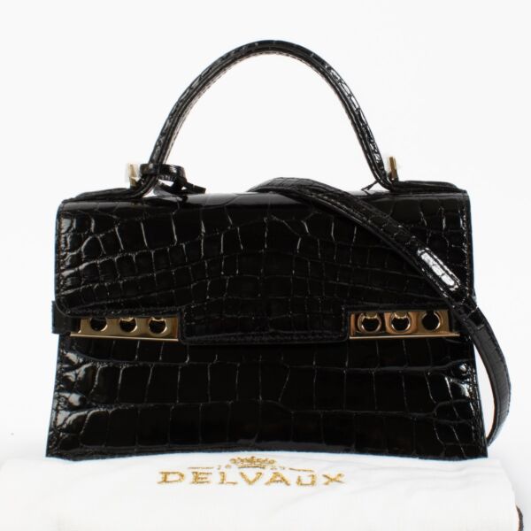 Delvaux Black Shiny Alligator Tempête Mini