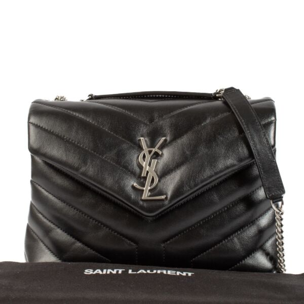 Saint Laurent Black Matelassé Leather Small Loulou Bag