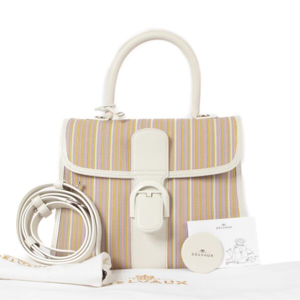 Delvaux Rainbow Toile de Cuir/Ivory Calf Souple Brillant MM