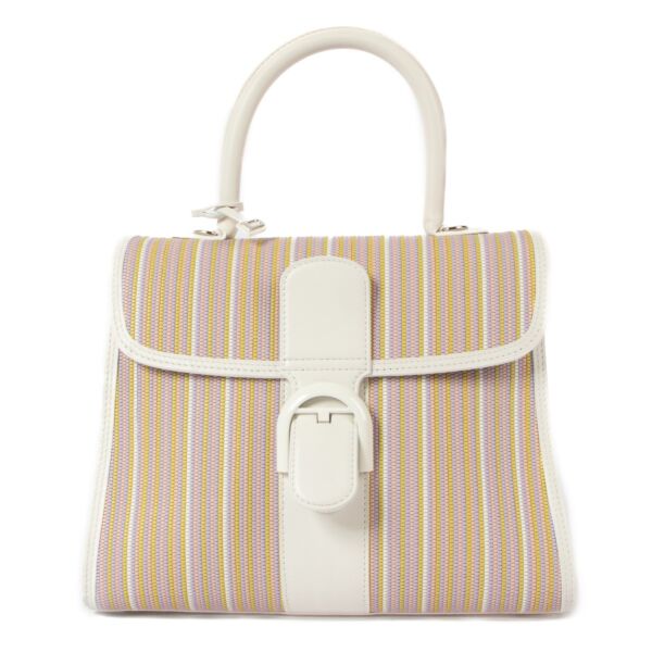 Shop safe online at Labellov in Antwerp, Brussels and Knokke this 100% authentic second hand Delvaux Rainbow Toile de Cuir/Ivory Calf Souple Brillant MM. Veilig online tweedehands authentieke Delvaux Rainbow Toile de Cuir/Ivory Calf Souple Brillant MM kop