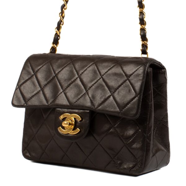 Chanel Vintage Black Lambskin Mini Square Classic Flap Bag