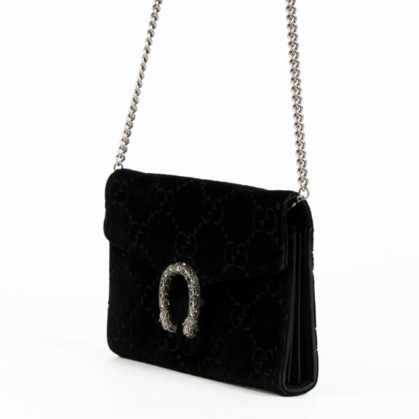 Gucci Black GG Velvet Crystal Dionysus Crossbody Bag