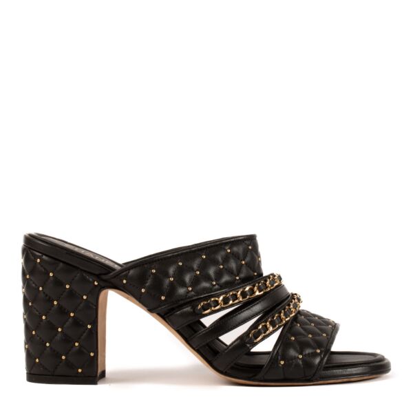 Chanel Black Leather Strap Mules - size 40