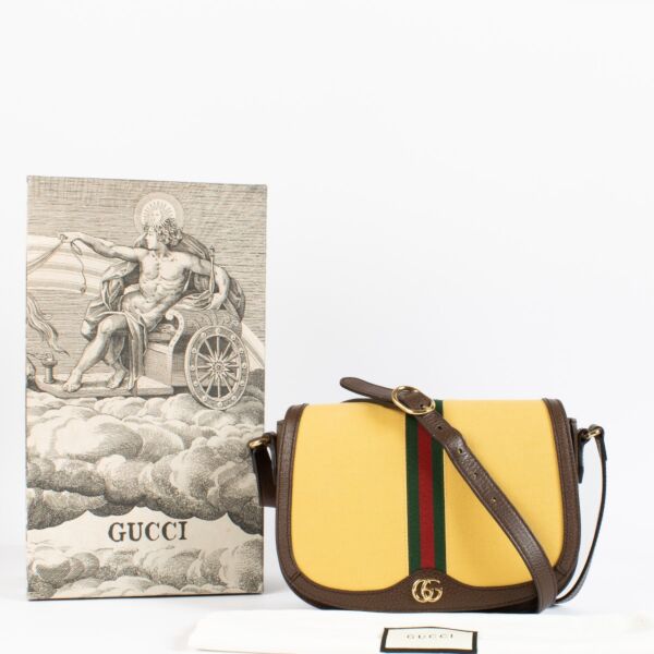 Gucci Yellow Web Ophidia Crossbody Bag