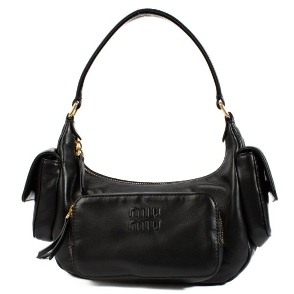 Miu Miu Black Nappa Leather Pocket Shoulder Bag