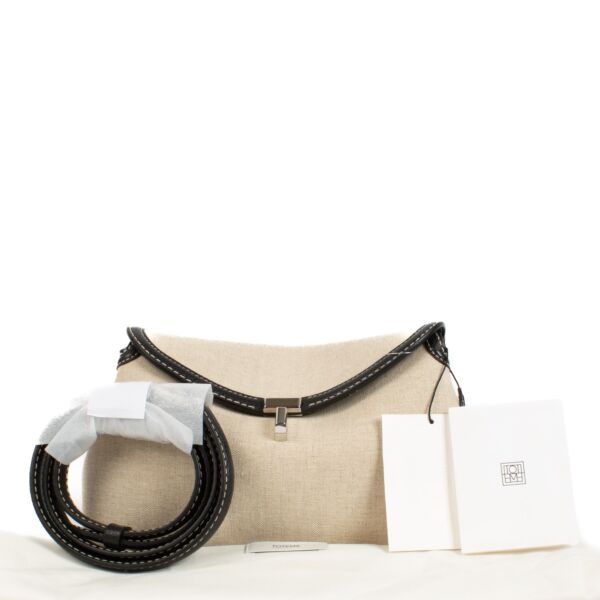 Toteme Ecru/Black Canvas T-Lock Clutch