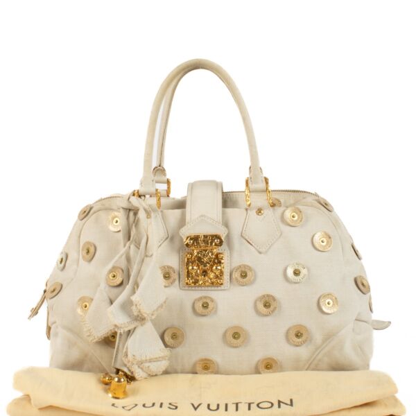 Louis Vuitton Cream Canvas Bowly Polka Dot Panama Bag