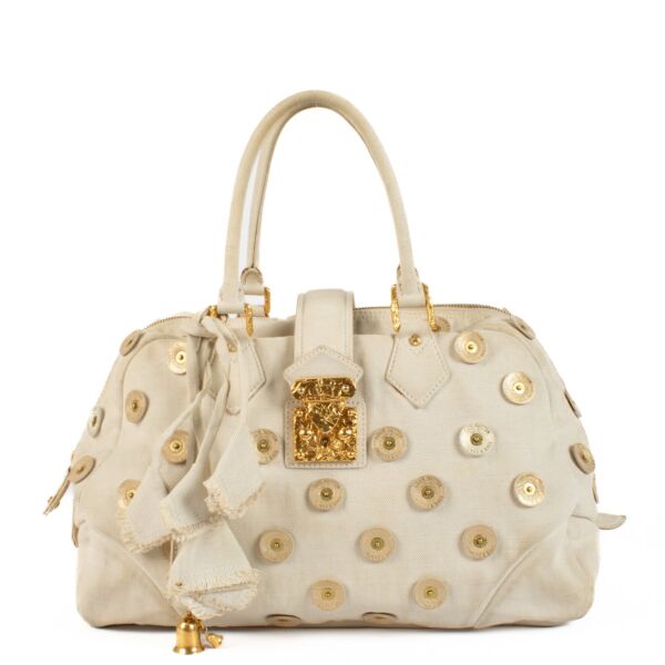 Louis Vuitton Cream Canvas Bowly Polka Dot Panama Bag