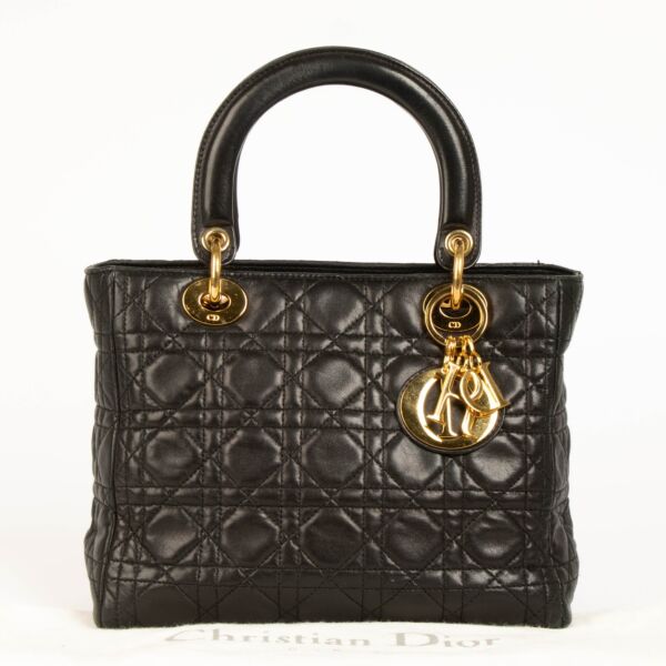 Christian Dior Vintage Black Medium Lady Dior Bag