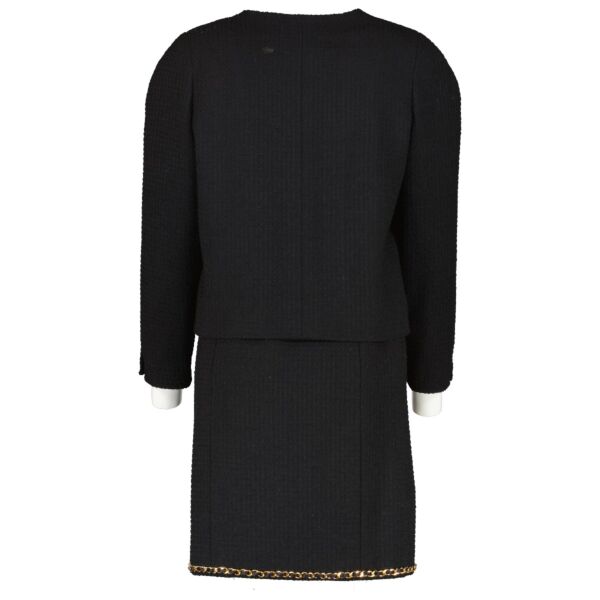 Chanel 90A Tweed Little Black Jacket/Skirt Set - Size FR38