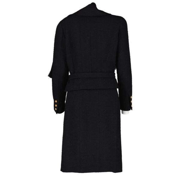 Chanel 96A Black Tweed Scarf/Jacket/Skirt Set - Size FR40