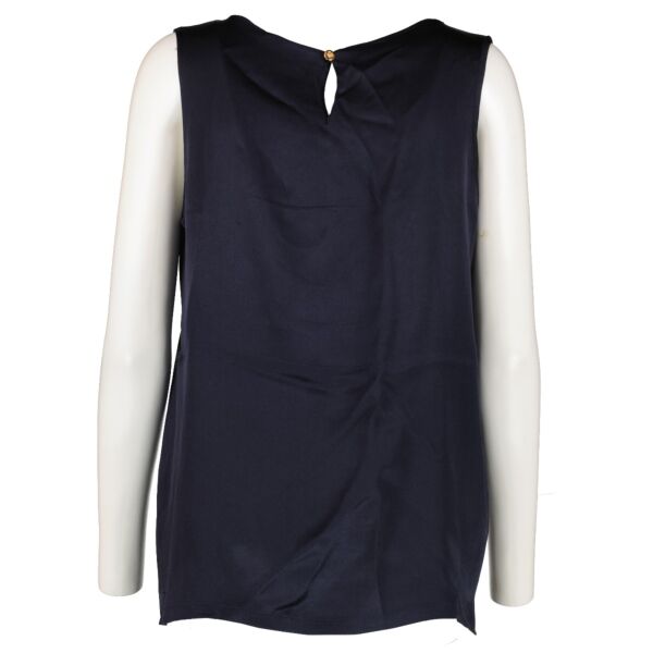 Chanel Vintage Blue Silk Satin Sleeveless Top