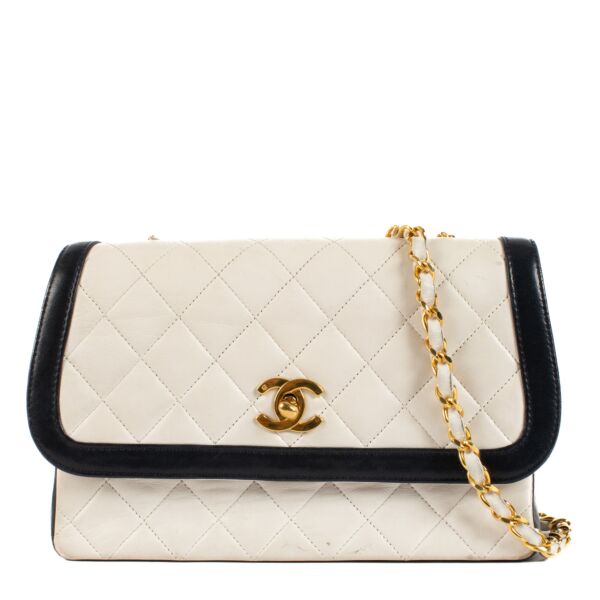 Specialist in secondhand luxury Chanel Two-Tone White & Navy Flap Bag at Labellov