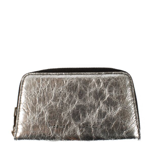 Proenza Schouler Silver Trapeze Zip Compact Wallet