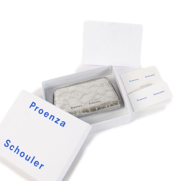 Proenza Schouler Silver Trapeze Zip Compact Wallet