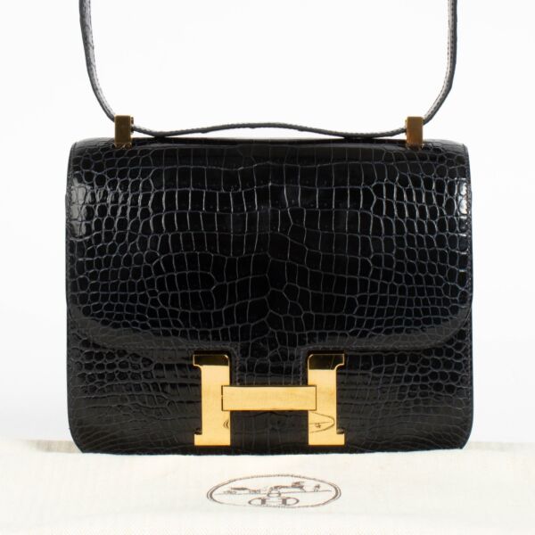 Hermès Constance 24 Bleu Indigo Crocodile Porosus GHW