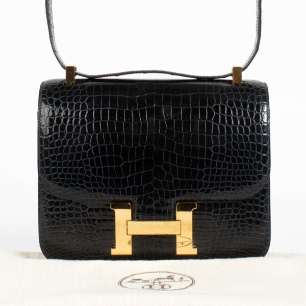 Hermès Constance 24 Bleu Indigo Crocodile Porosus Gold Hardware