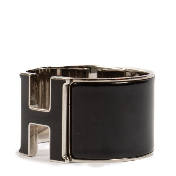 Hermès Black Extra Wide Clic Clac H Bracelet - Size S