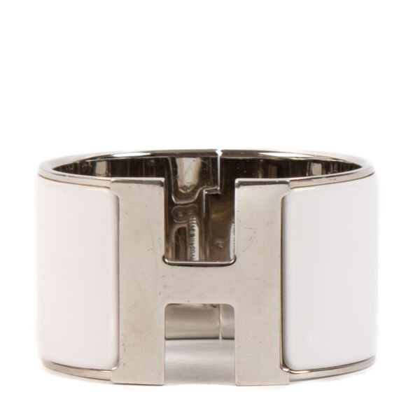 Hermès White Extra Wide Clic Clac H Bracelet