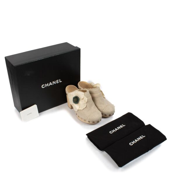 Chanel Beige Wooden Clogs - size 37