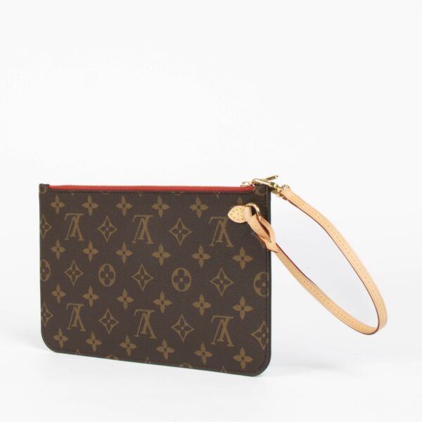 Louis Vuitton Monogram/Cerise Neverfull Pouch with Strap