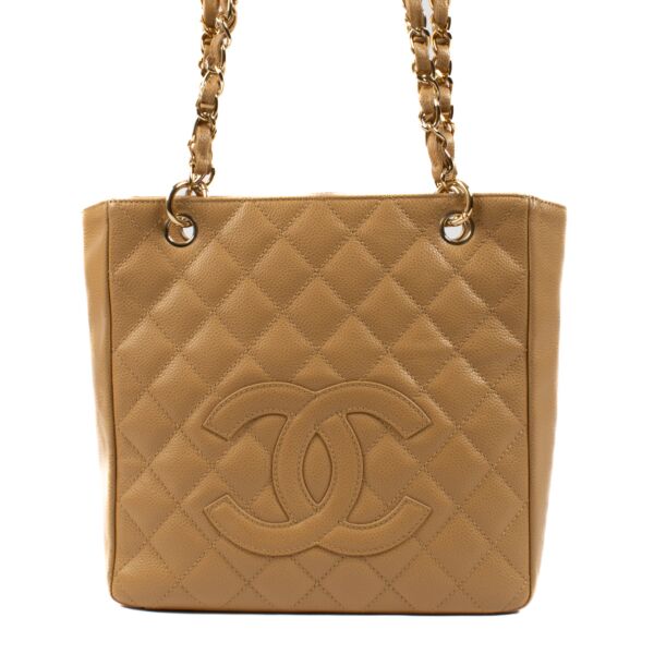 Chanel Beige Caviar Leather Small Shopper Shoulder Bag