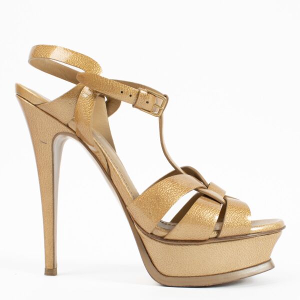 shop 100% authentic second hand Yves Saint Laurent Gold Tribute Heels - Size 37 1/2 on Labellov.com