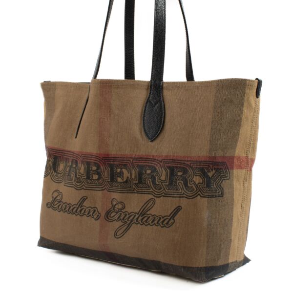 Burberry Coated Canvas Mega Check Medium Doodle Tote