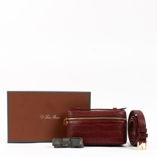 Loro Piana Burgundy Matte Alligator Extra Pocket L16 Belt Bag