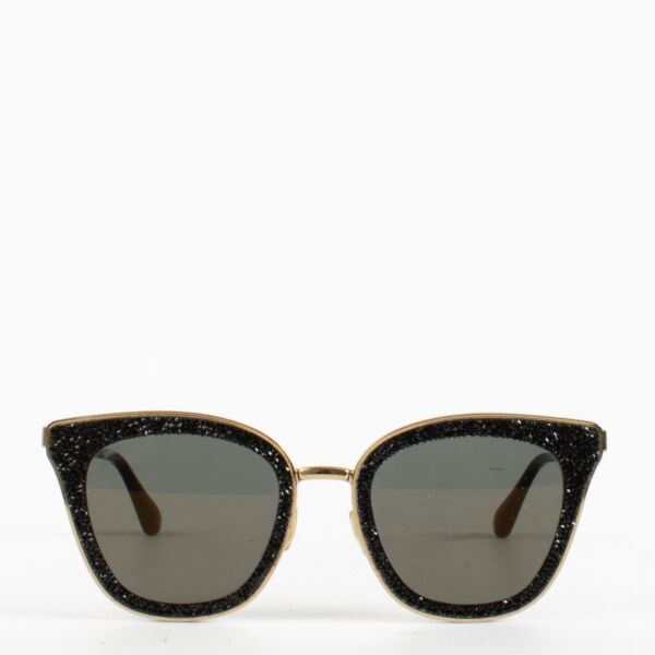 Authentic Second Hand Jimmy Choo Black Cateye Glitter Sunglasses on Labellov.com