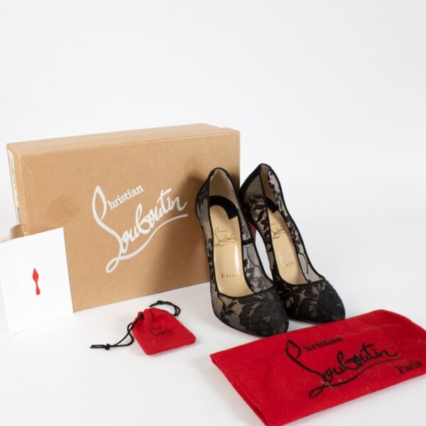 Christian Louboutin Black Dorissima Lace Pumps — Size 37