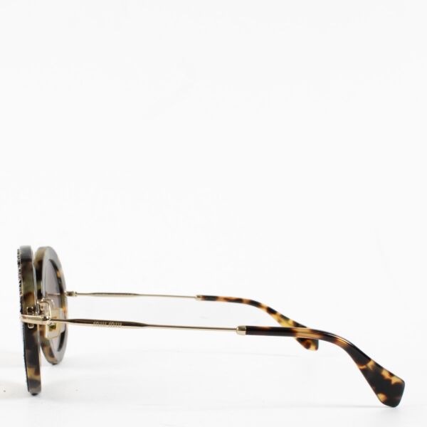 Miu Miu Black Round Glitter Detail Sunglasses