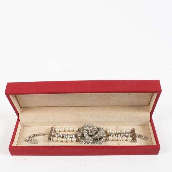 Valentino Garavani Silver and Pearl Flower Bracelet