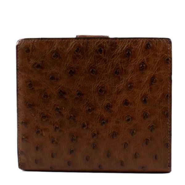 Delvaux Brown Ostrich Dinar Wallet