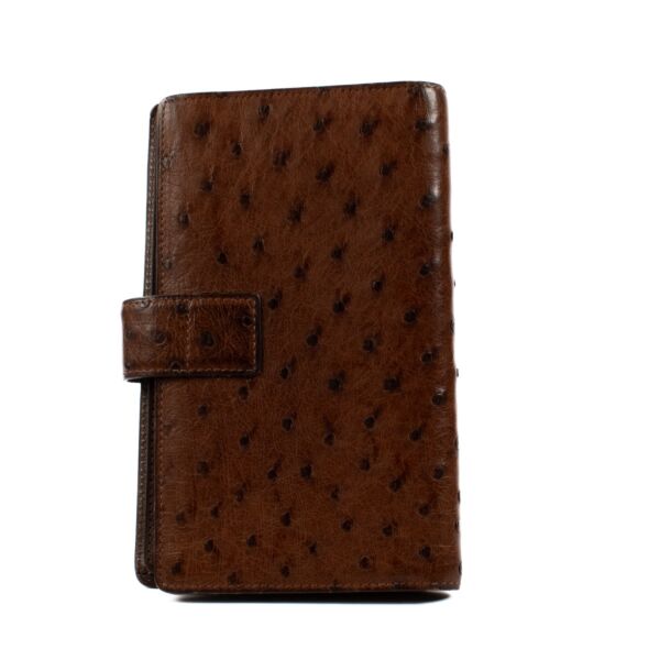 Delvaux Brown Ostrich Valeur Wallet