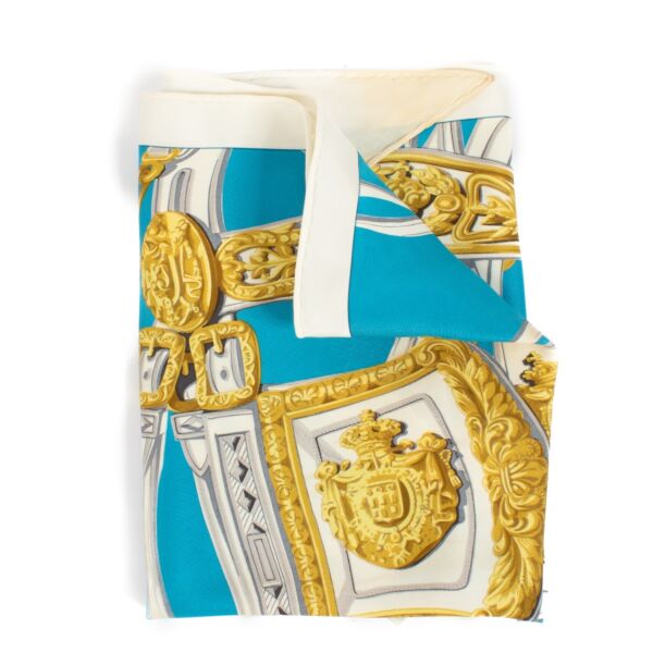 Authentic second hand Hermès Blue Brides De Gala Triangle Scarf on Labellov.com